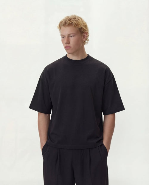 Black Heavy Crop Tee